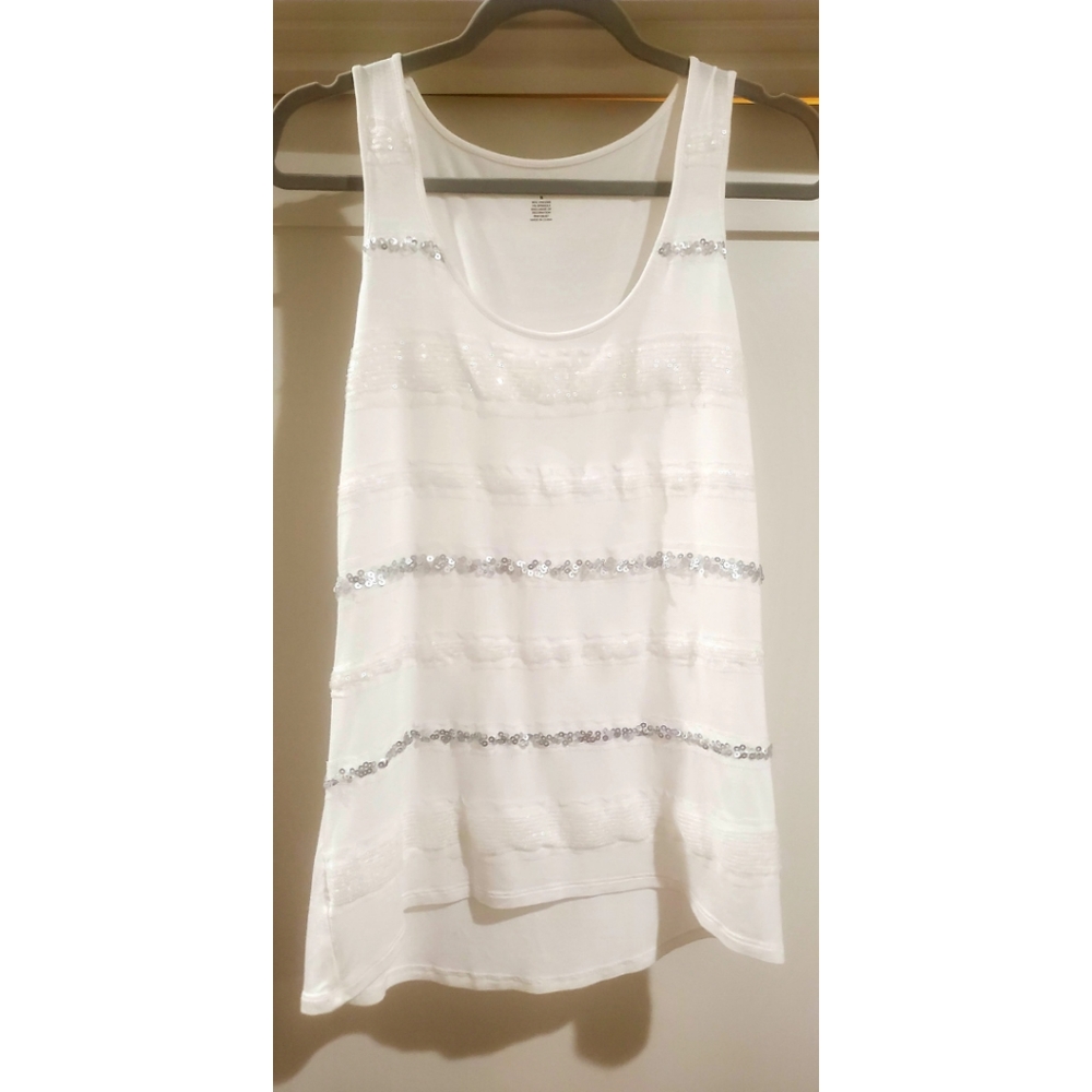 A.n.a. sequined tanktop.  White and silver. New without tags